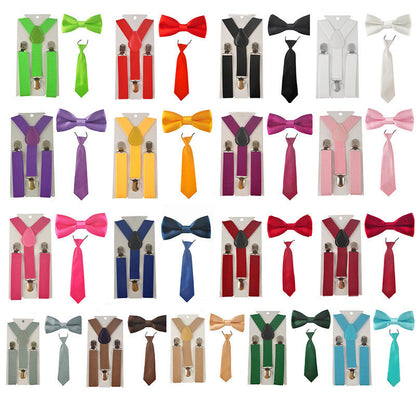 Kids Baby Elastic Suspenders Belt Bow Tie Set