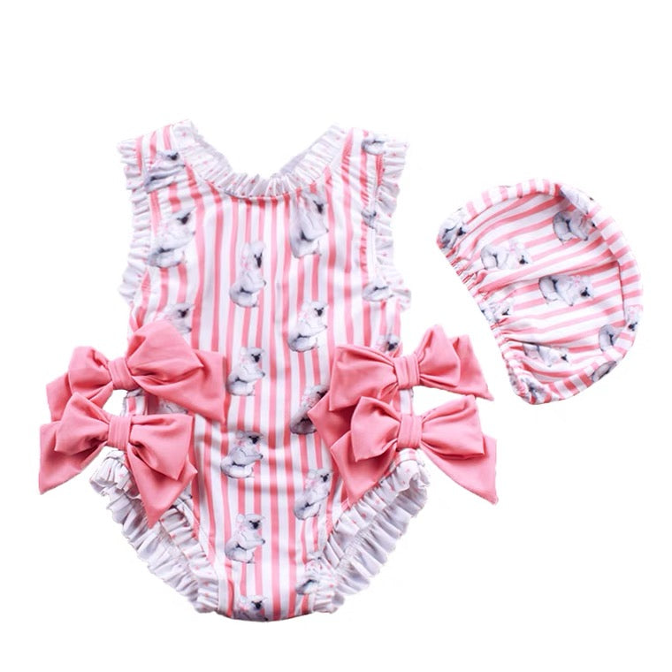 Girl Koala big bow swimsuits swimwear