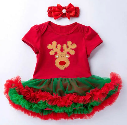 Sale Little Girl Christmas Reindeer Tutu style Set Red.