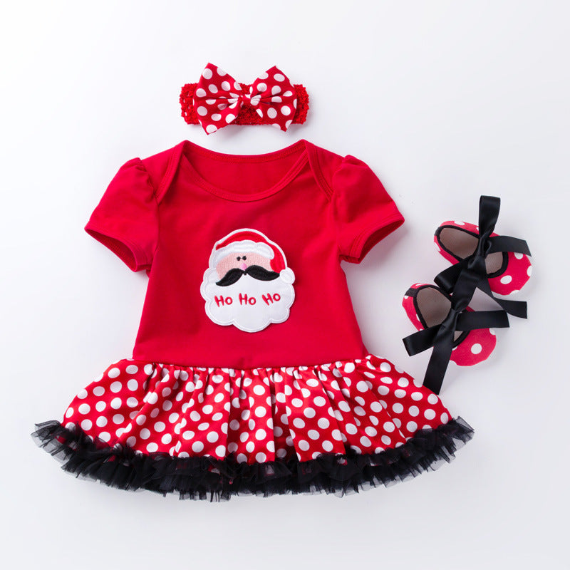 Little Girl Christmas HO HO HO Tutu style Set Red