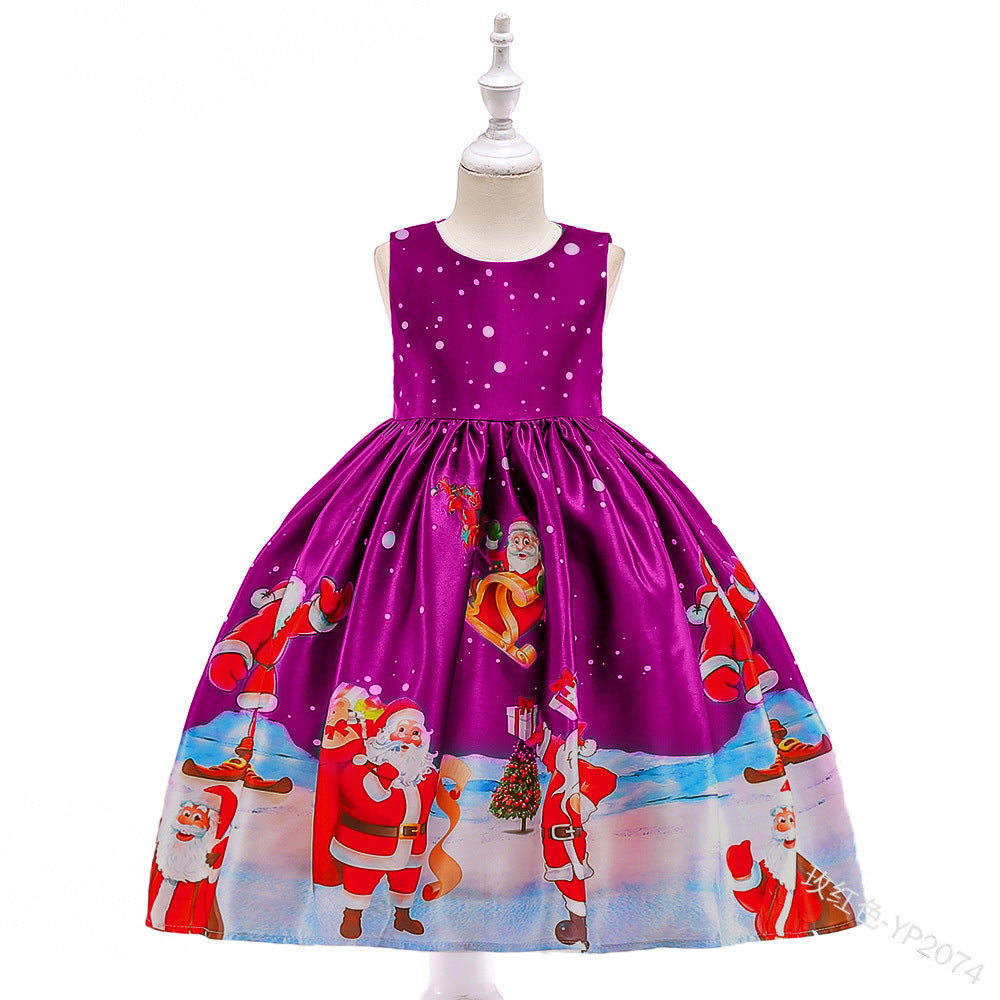 Girls Christmas party dress pink/ rose red