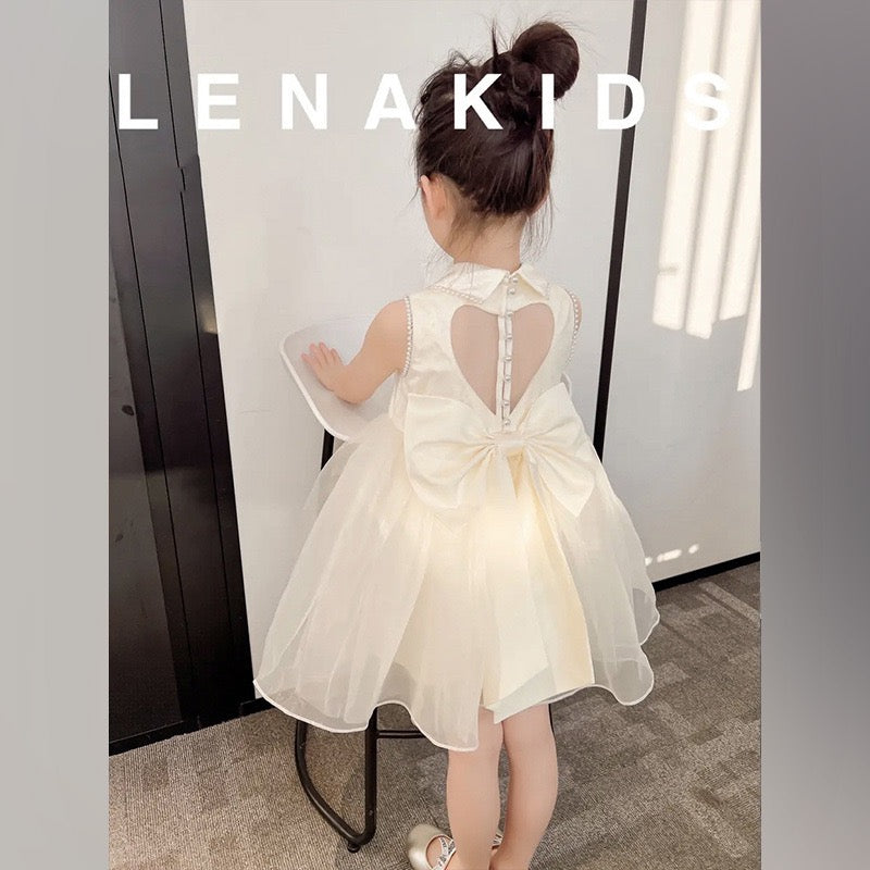 Kids Toddlers Cream white pearl Party Dress