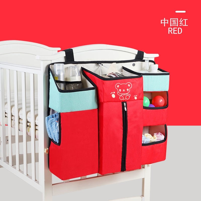 Baby Cot Bed Hanging Storage Bag Crib Cot Organizer Storage Bag BLUE