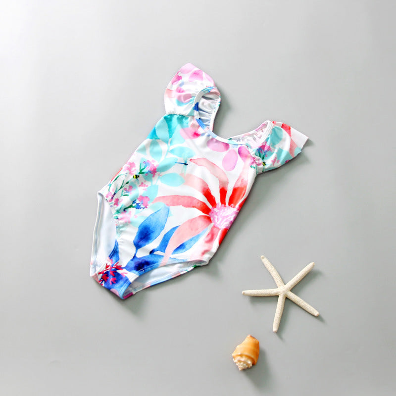 Toddler kids girl tie dye flowers swimsuits swimwear