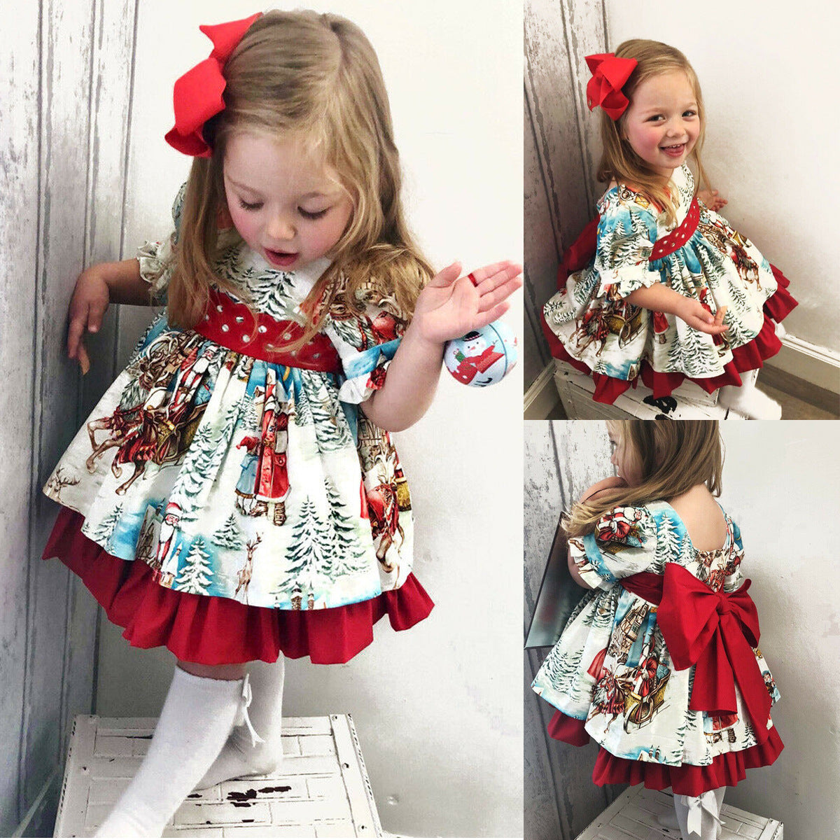 Sale Xmas Christmas Big Bow Pretty Dress